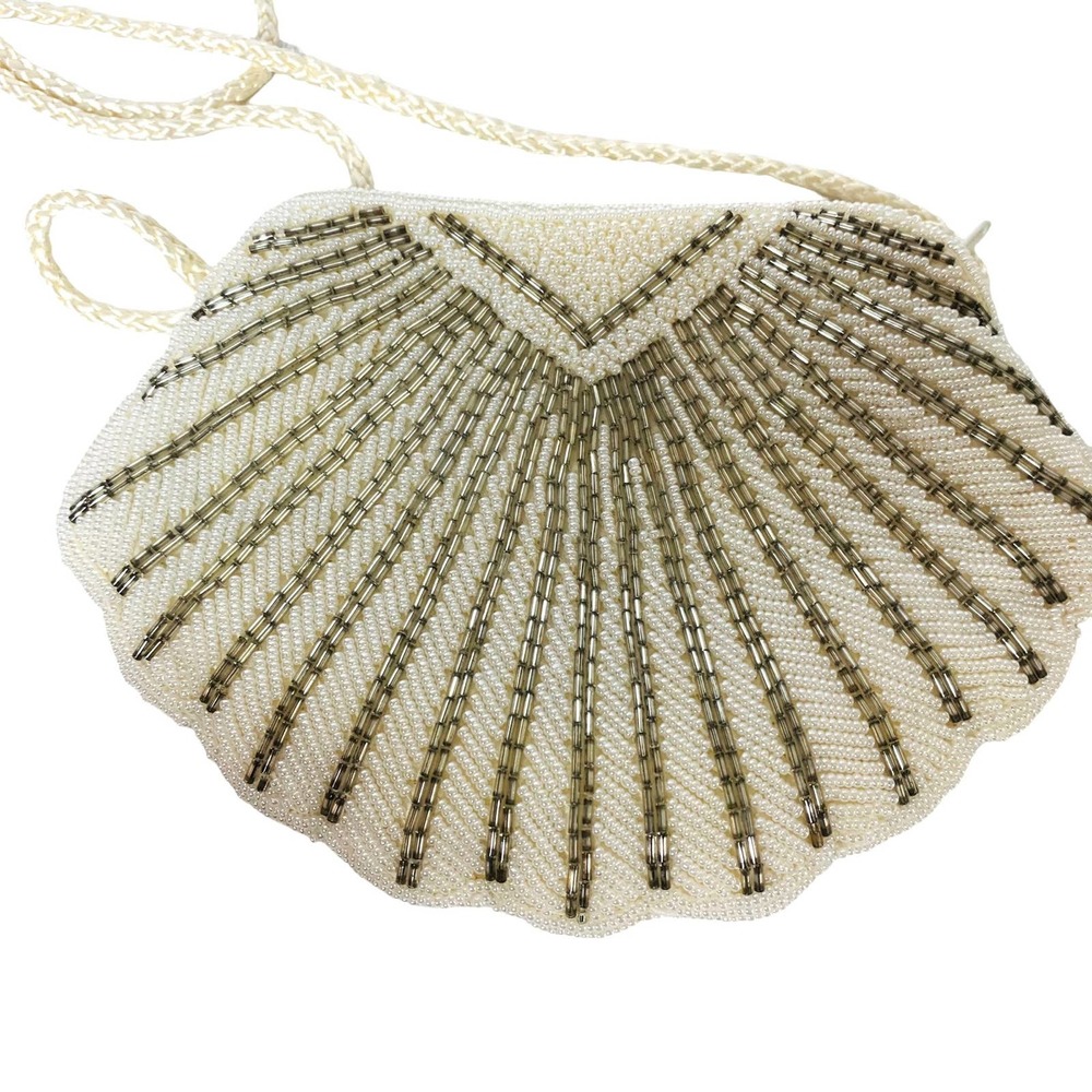 Vintage Cream and Gold Crossbody Bag